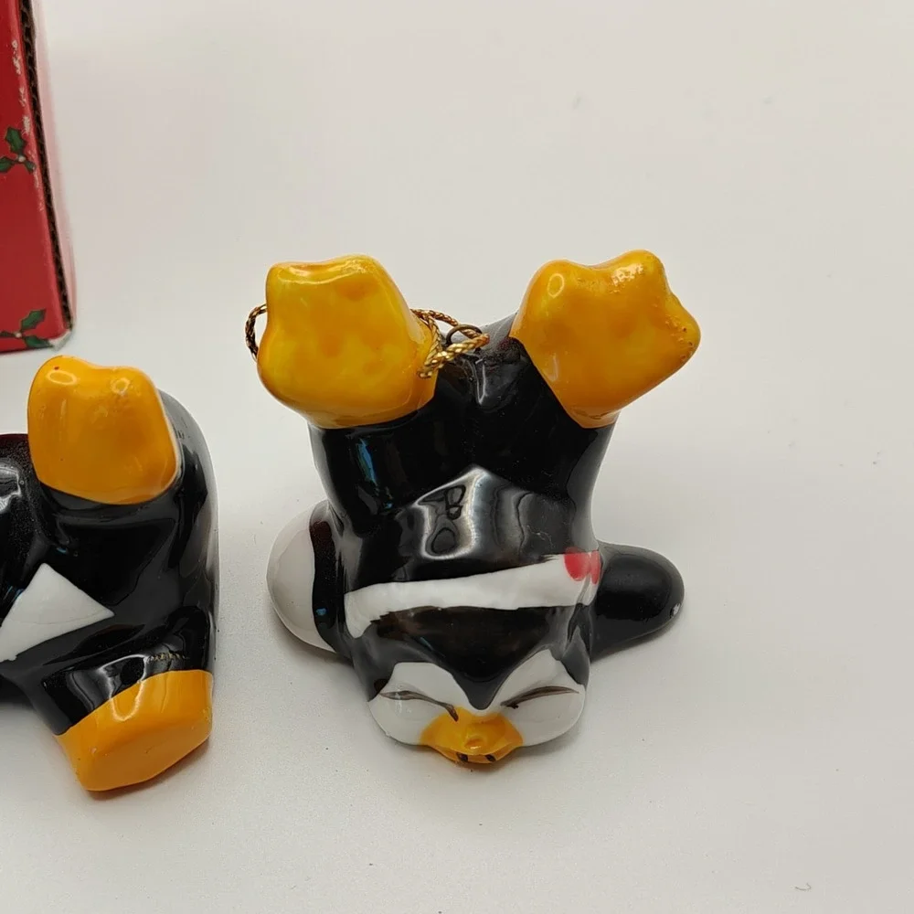 Christmas Around the World Playful Penguin 4pc Ceramic Hanging Ornaments 54-224